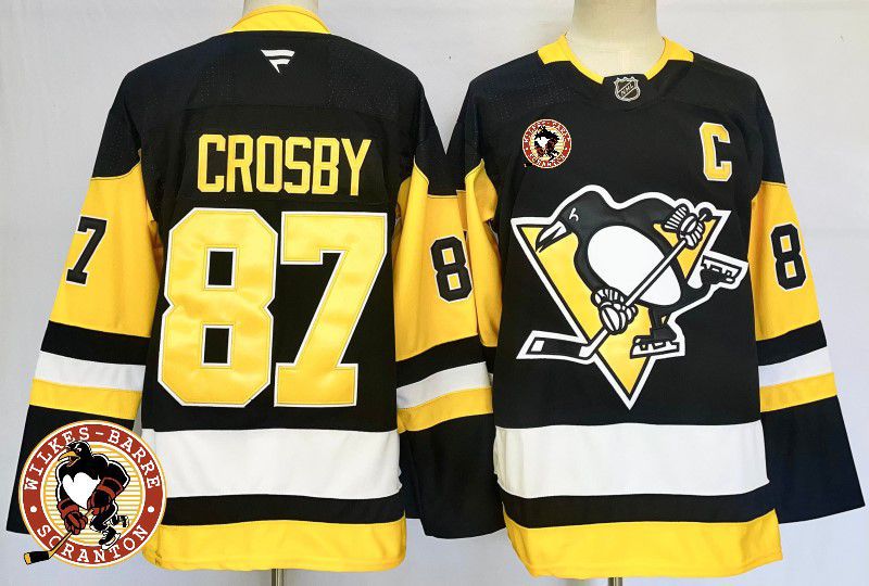 Men Pittsburgh Penguins #87 Crosby Black Fanatics 2025 NHL Jersey style 4